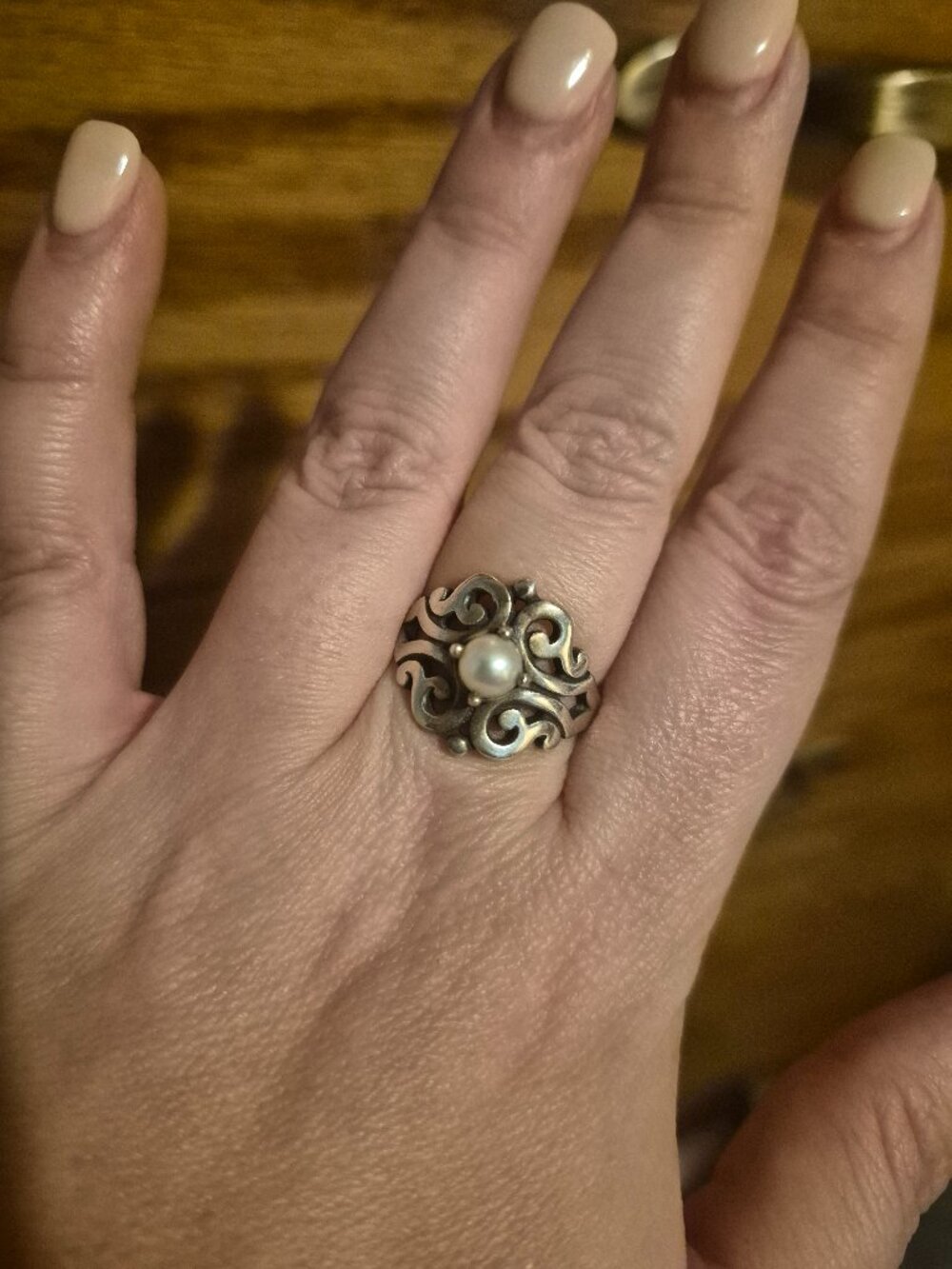 Retired James Avery pearl Spanish lace ring